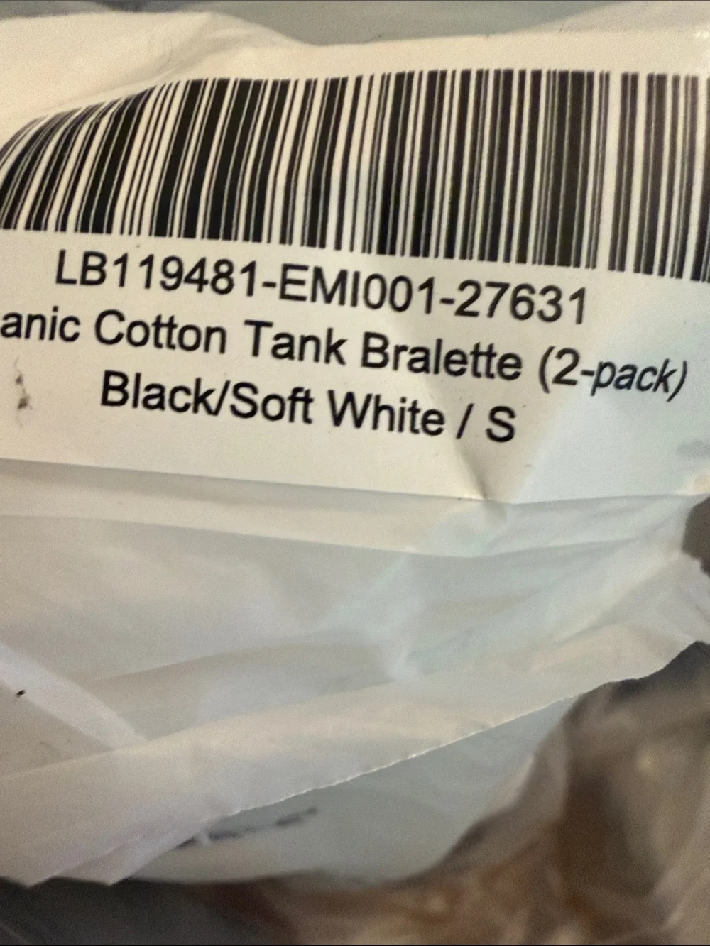 Quince Organic Cotton Tank Scoop Bralette White Black Sz S